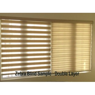 Copper brown beige color Vertical stripes with horizontal thread lines soft finished with transparent net fabric zebra blind